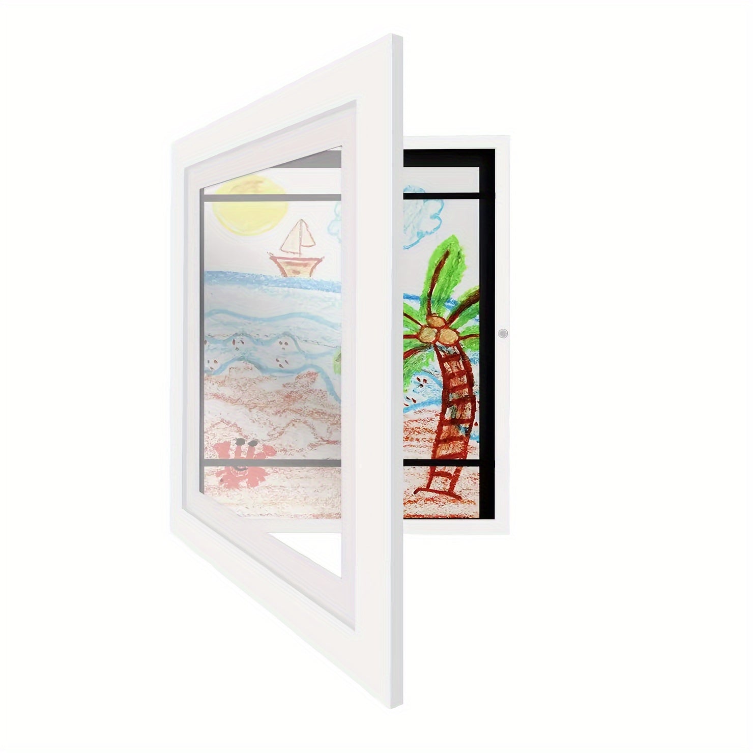 Cornici magnetiche rustiche in legno - Set da 2, A4 e 8 pollici, per una facile esposizione di opere d'arte a casa e in ufficio