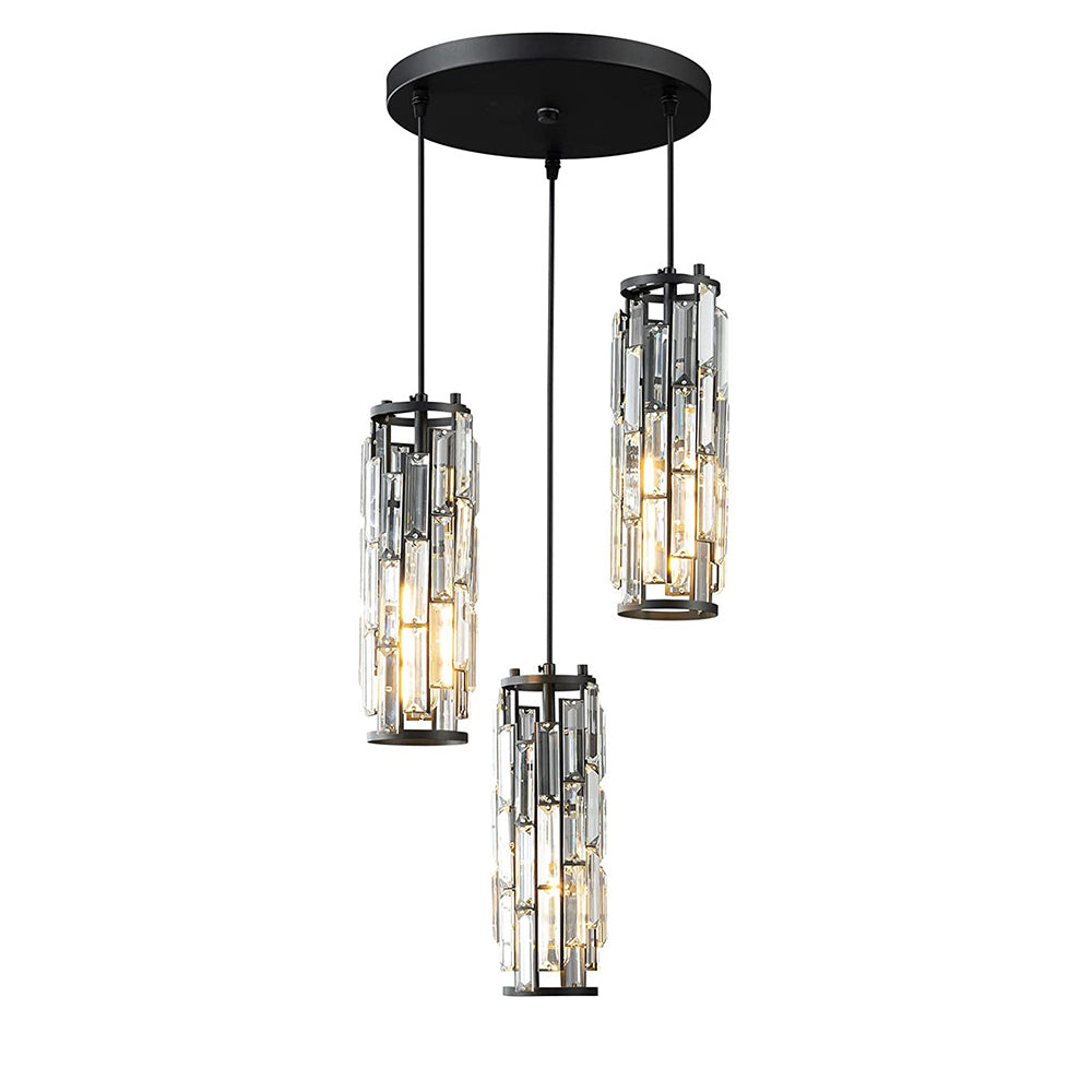 VintageCrystal - Industrial Hanging Lamp of Glass and Iron for Living Room and Dining Room