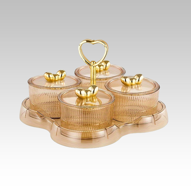 AcrylicServe Set - 4-piece Acrylic Nut & Candy Bowl Set with Lid