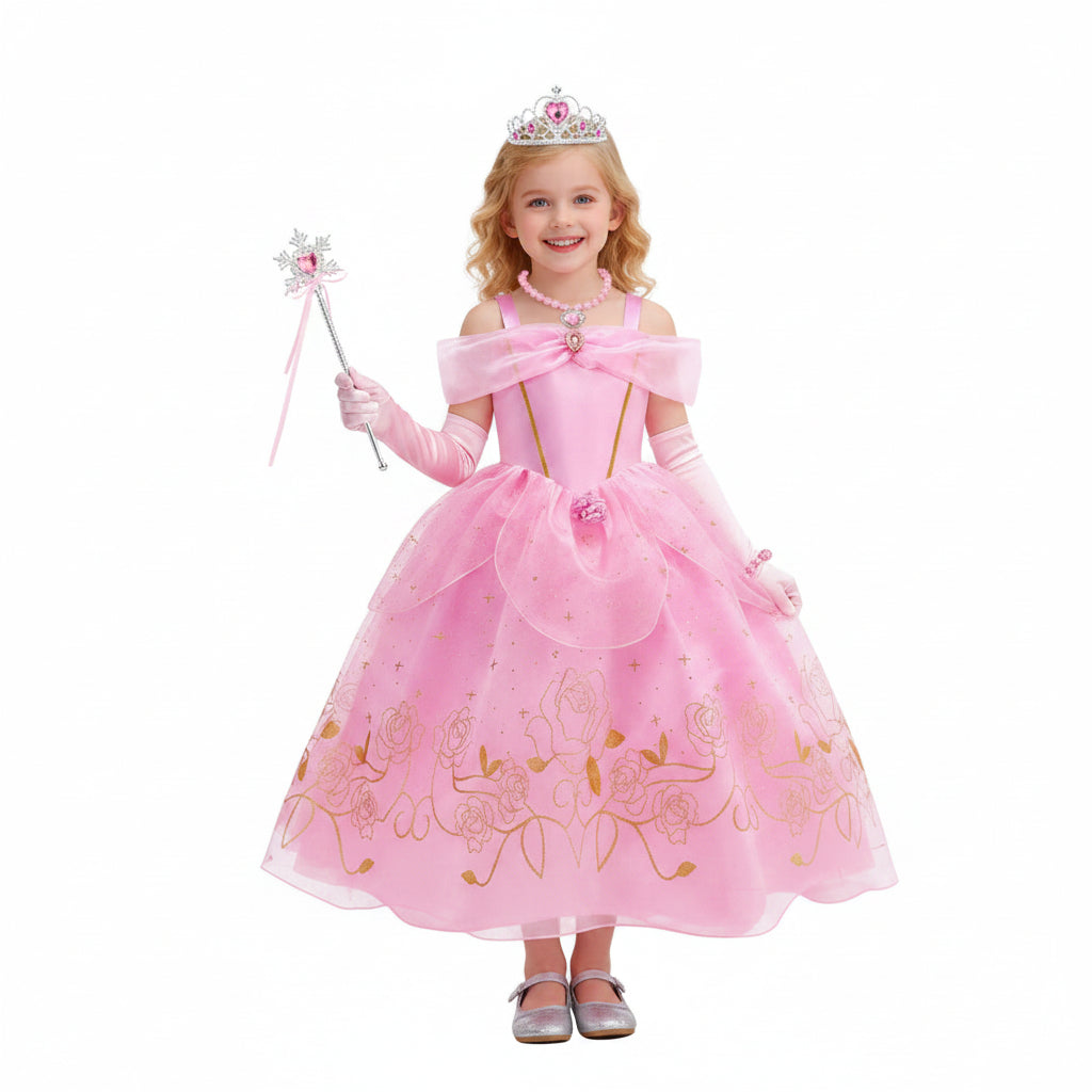 Fato de Halloween Princesa Menina Rosa Completo Carnaval