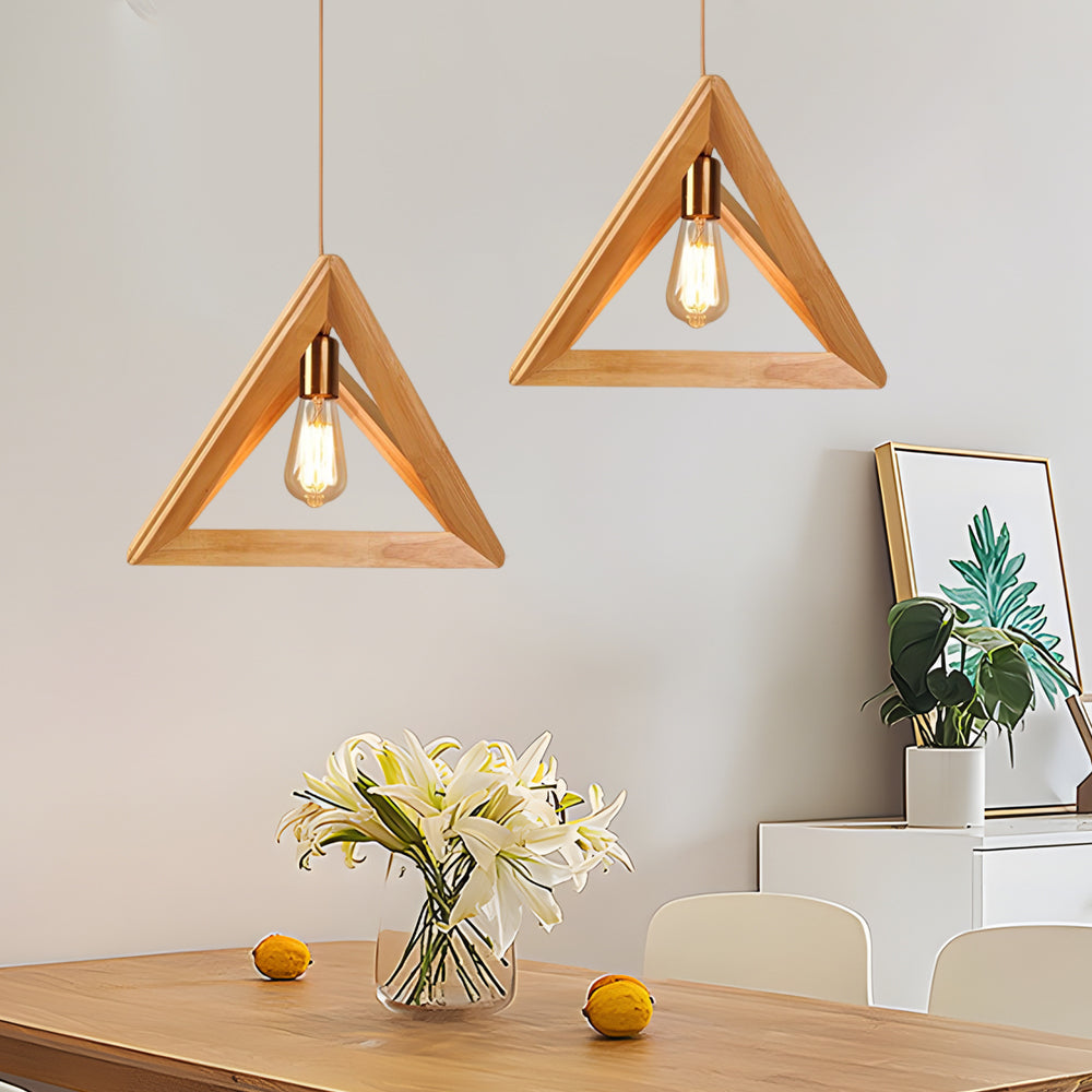 NordicFrame - Scandinavian Hanging Lamp with Wooden Frame in Geometric Design