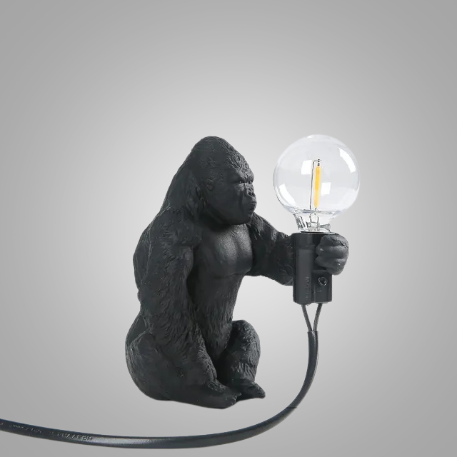 GorillaLux - Unique Gorilla Table Lamp | Modern Animal Lamp with Warm LED Lighting