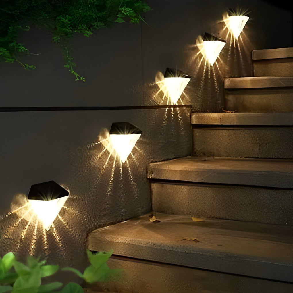 2 Peças Lâmpada de Parede Solar Geométrica LED Impermeável Preta