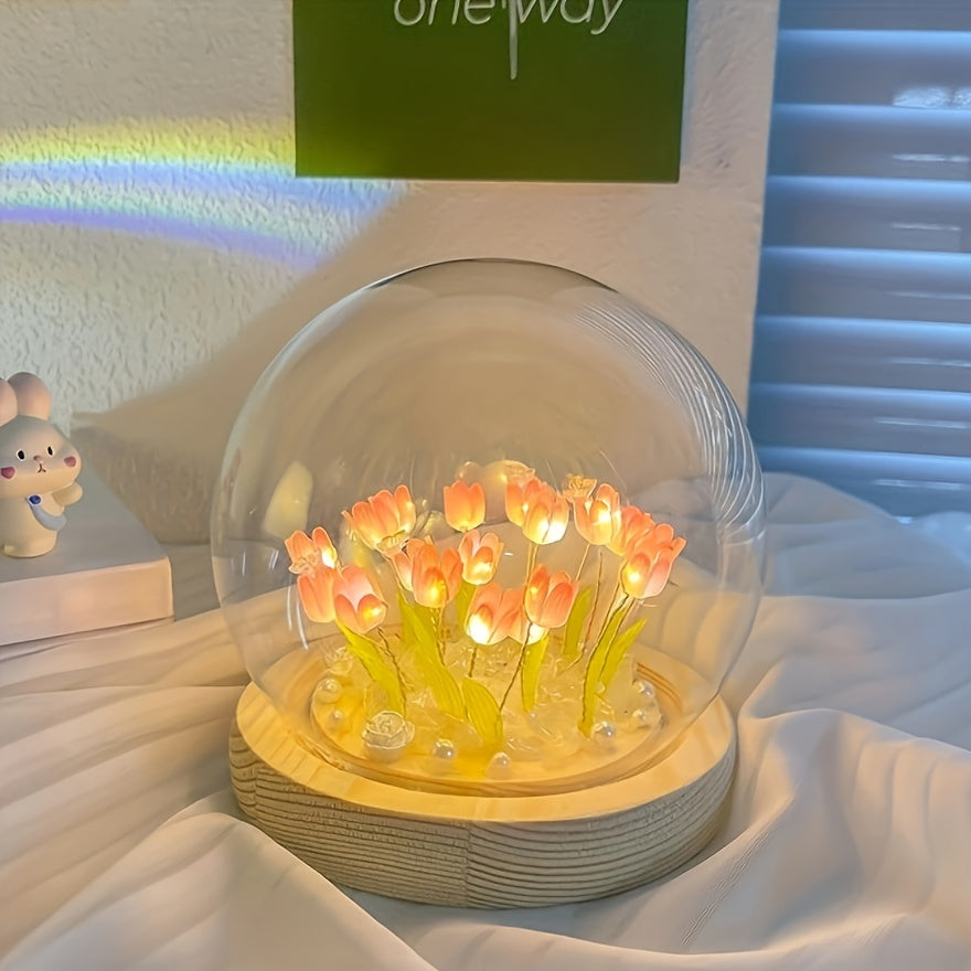 TulipGlow - Candeeiro de Mesa Criativo de Tulipas para Fazer Você Mesmo para Decoração de Quarto