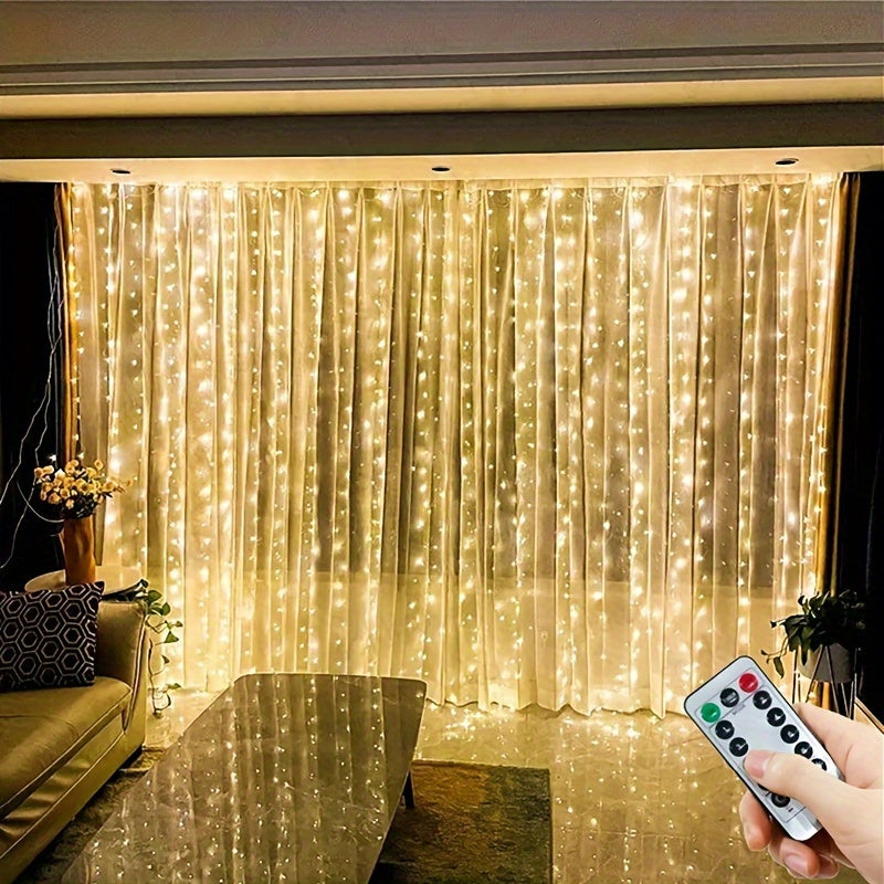 LuxeGlow - USB LED Gordijnverlichting met Afstandsbediening, 8 Modi voor Feestdecoratie