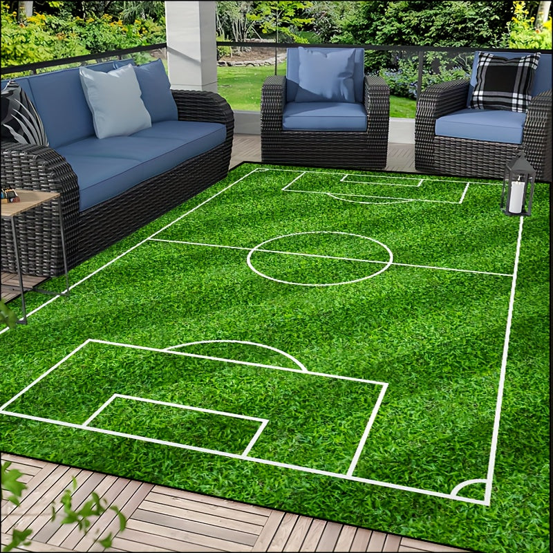 Alfombra de patrón de campo de fútbol - Alfombrilla antideslizante lavable para salón, dormitorio, jardín o sala de juegos