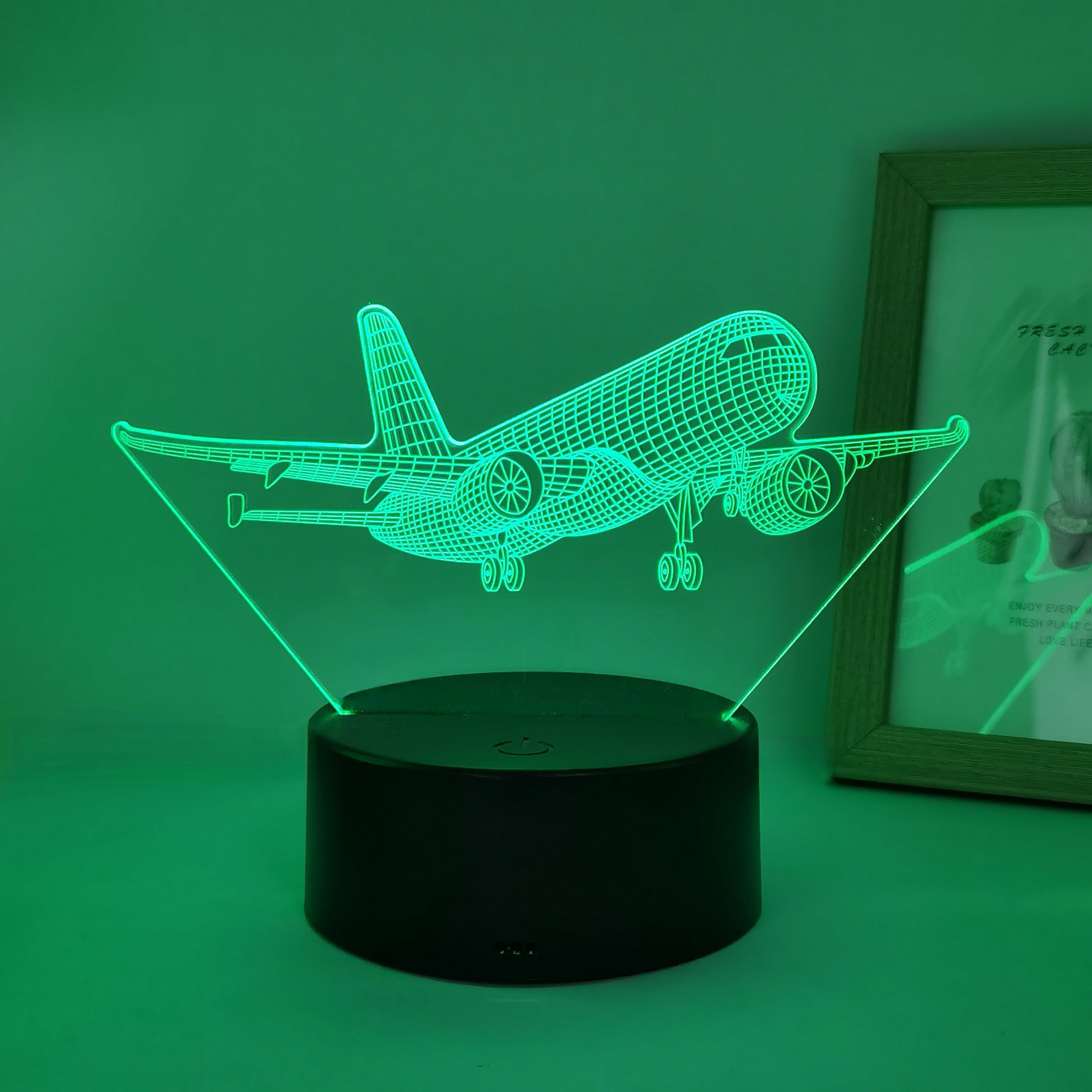SkyGlow - Lampada Notturna Acrilica 3D Aereo con USB, Lampada da Tavolo LED