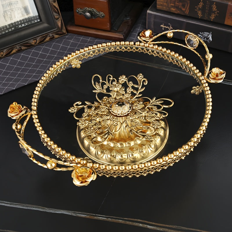 GlasElegance - Glass Fruit Bowl with Polished Metal Finish