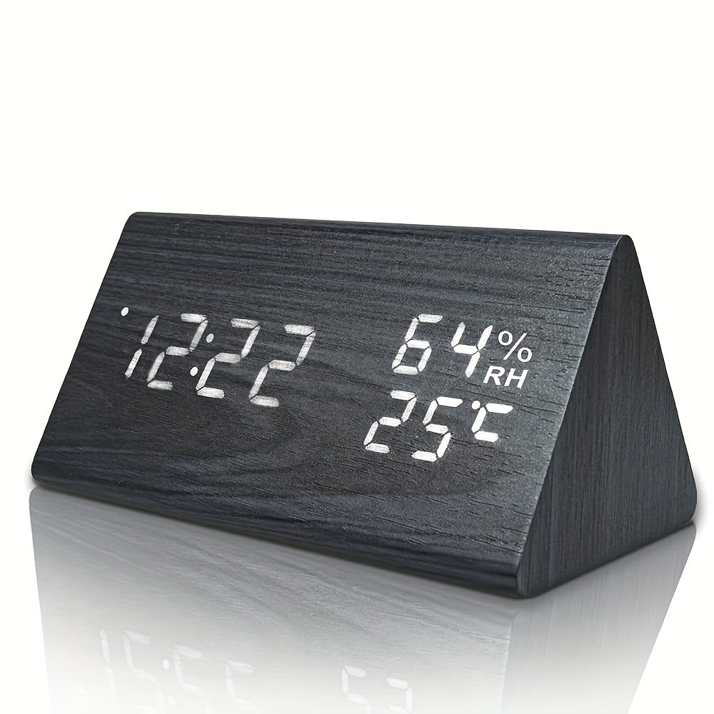 NatureClock - Reloj despertador de madera con visualización de temperatura y humedad