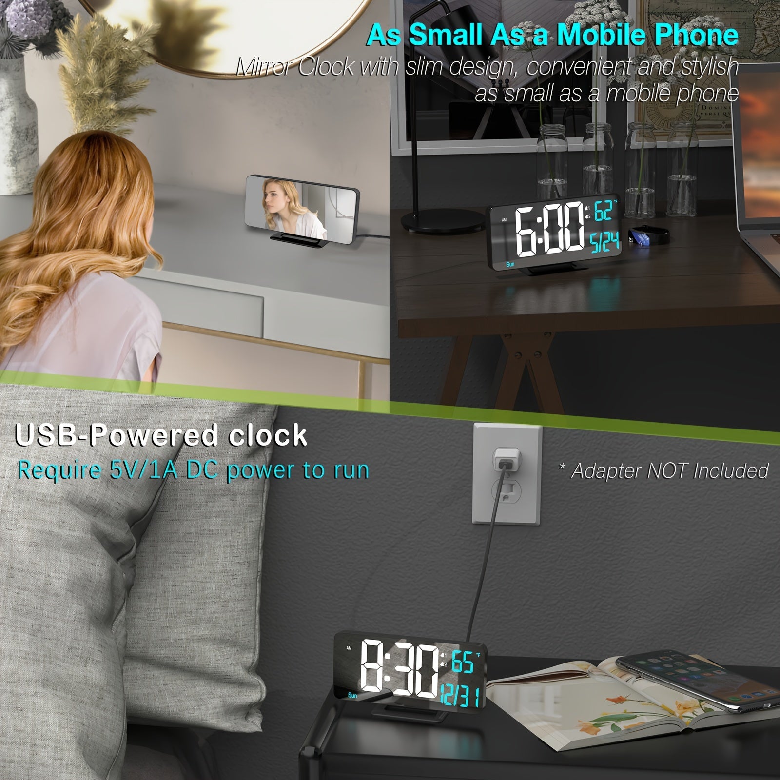 Digitime - Sveglia LED Digitale con Doppia Sveglia e Alimentazione USB