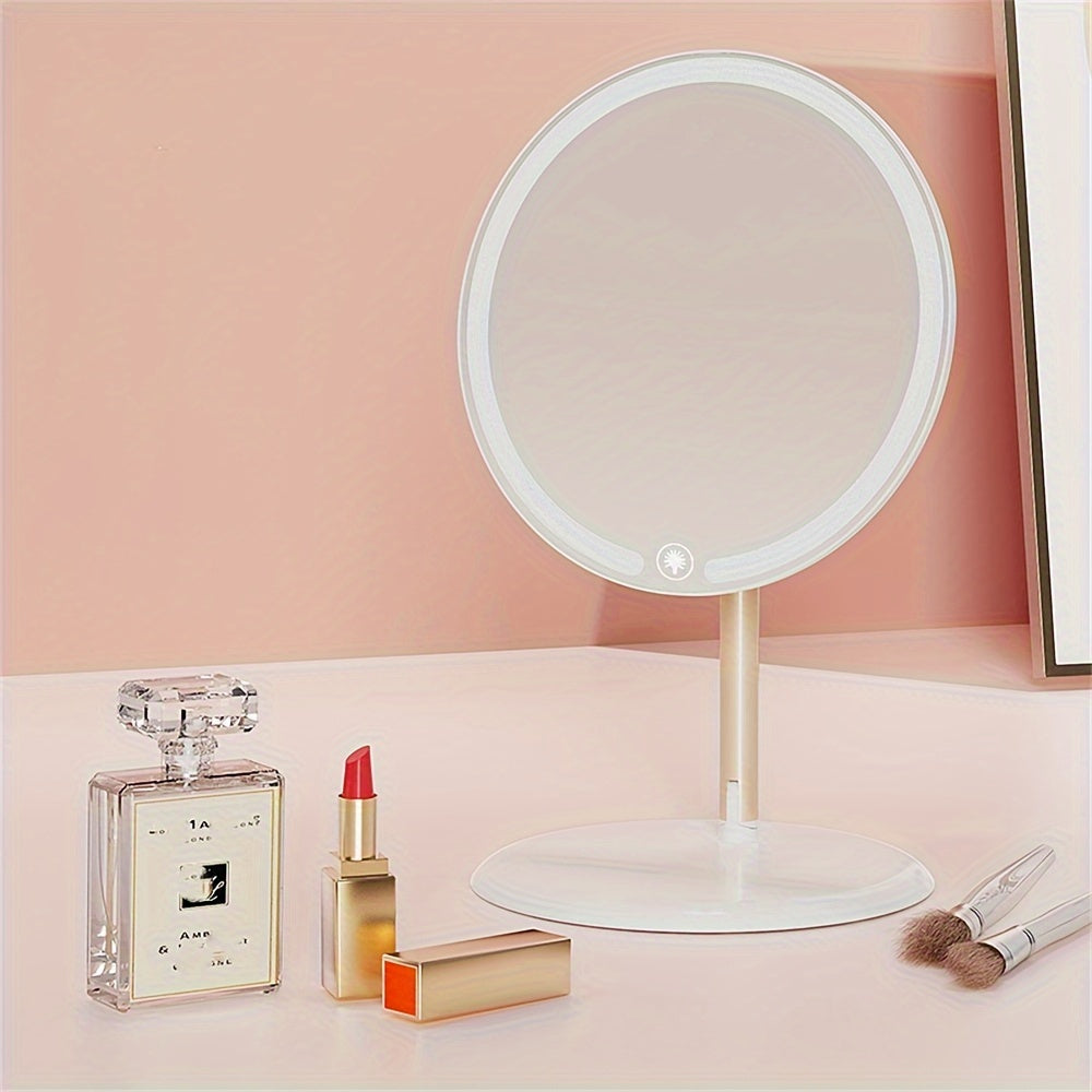 Specchio per trucco LED con supporto lampada – Illuminazione regolabile a tre colori, ricaricabile e portatile