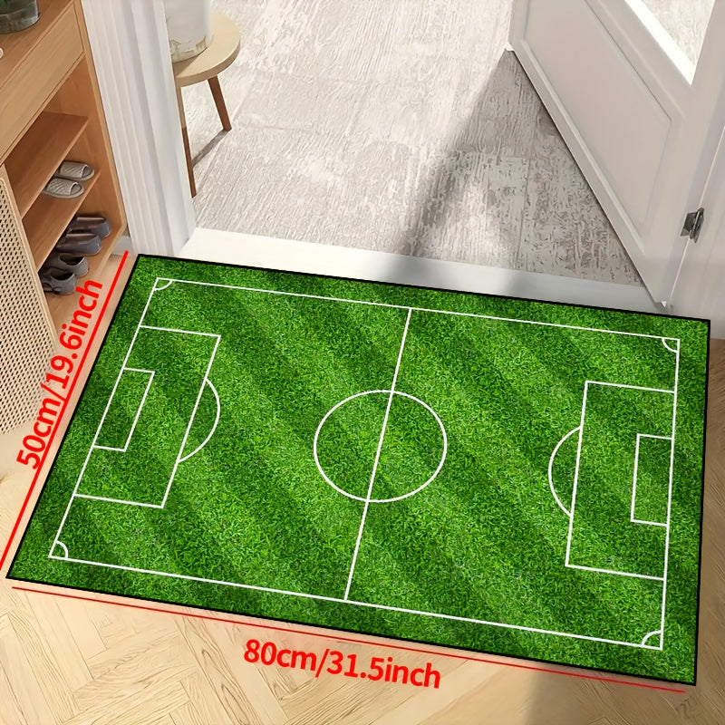 Alfombra de patrón de campo de fútbol - Alfombrilla antideslizante lavable para salón, dormitorio, jardín o sala de juegos