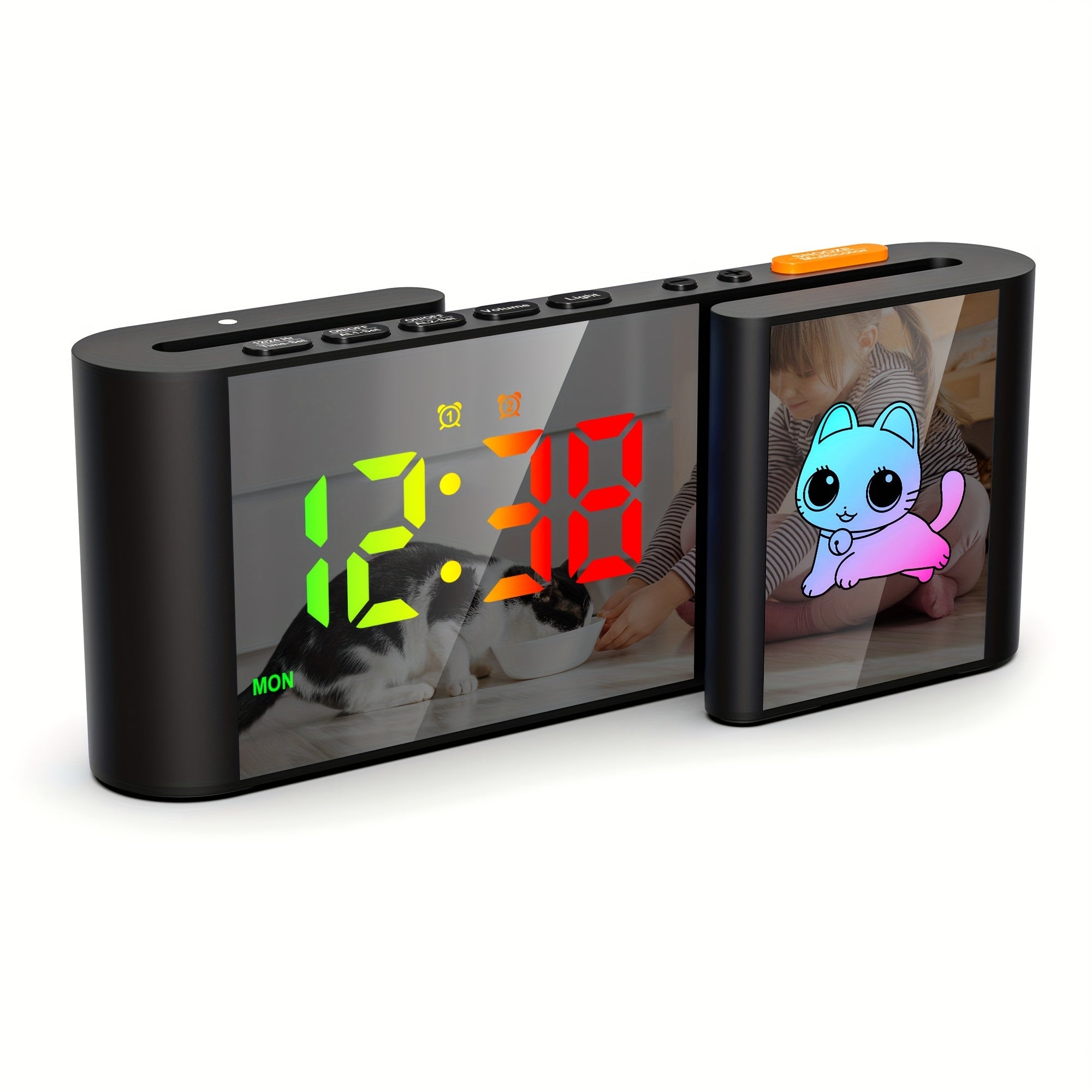 LumoBright - Reloj Despertador Digital de Doble Pantalla con Display LED RGB