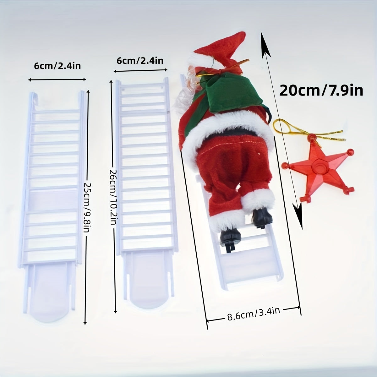 SantaLadder - Singing & Climbing Santa Claus Battery-Operated Decoration Set