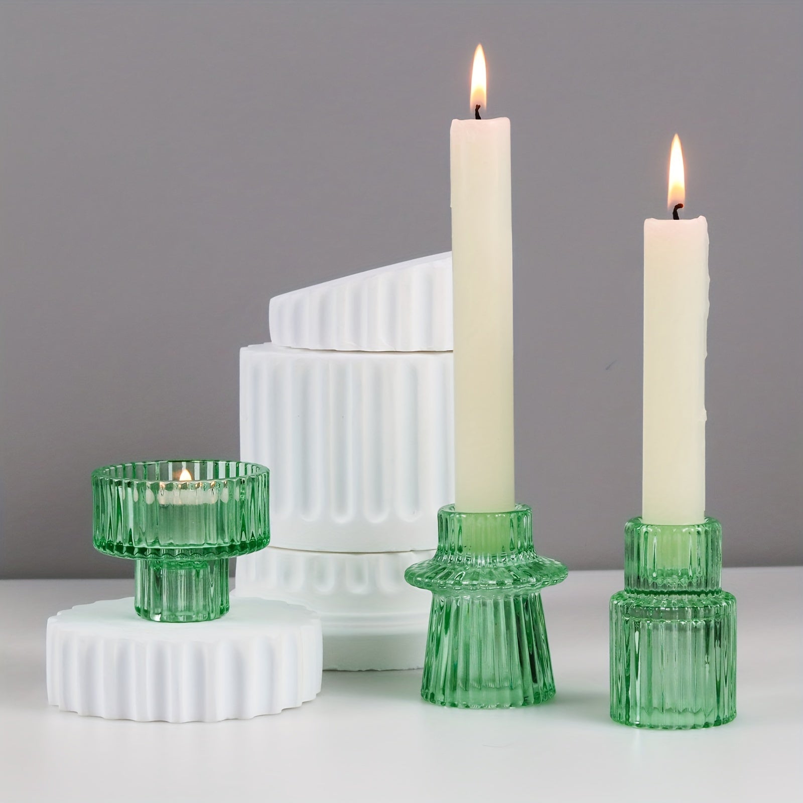 Portavelas de vidrio de 3/6 piezas - Perfectos para decoración de mesa y bodas