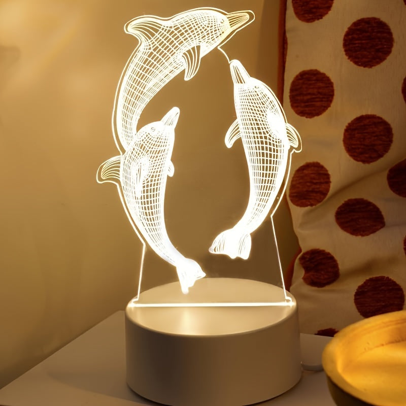 GeoDolphin - Modern 3D Illusion Table Lamp