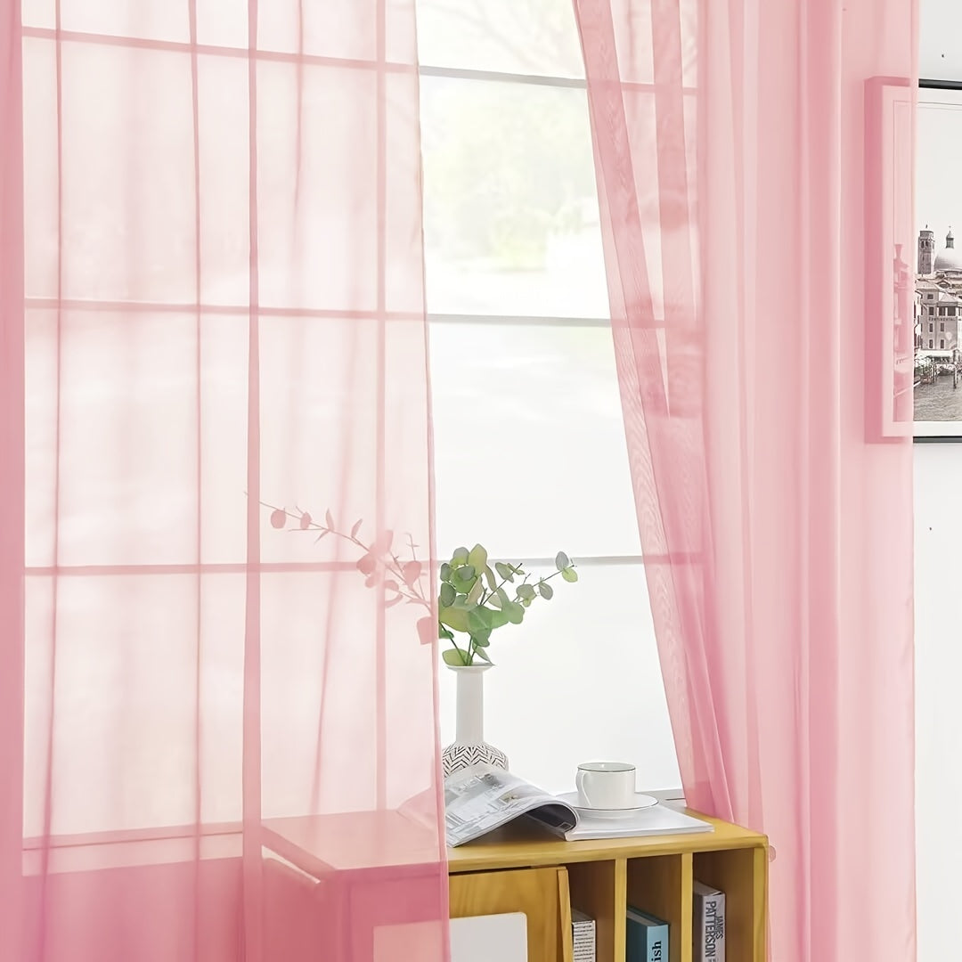 Cortinados Semi-transparentes - Pack de 2 Cortinados Leves e Respiráveis em Poliéster para Quarto e Portas de Terraço