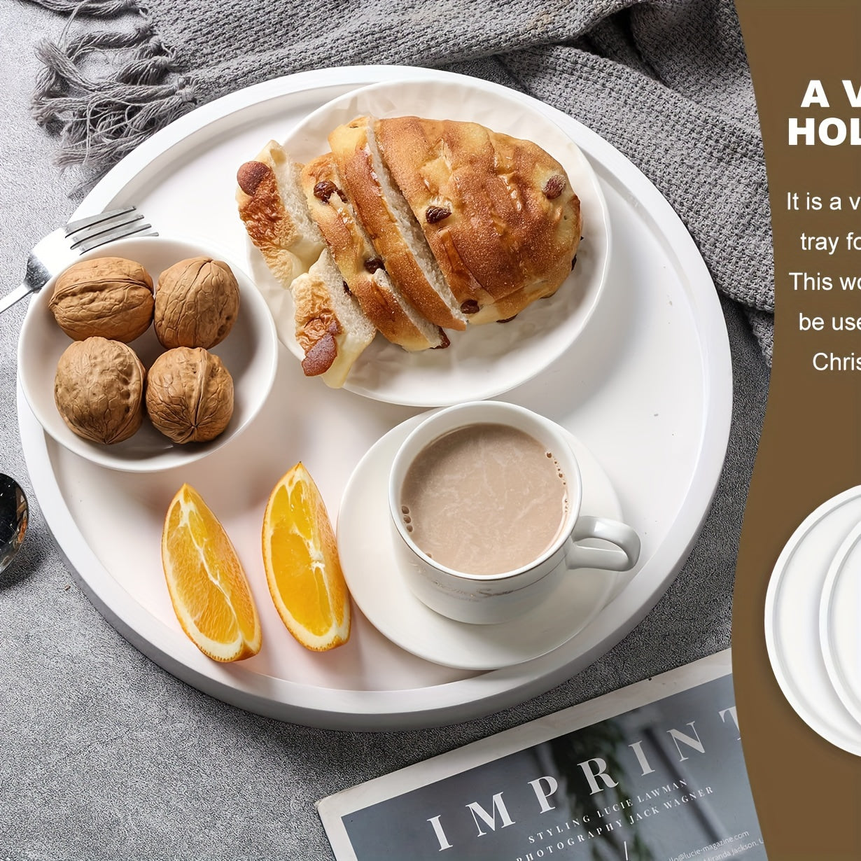 BohoTray - Prato Decorativo Redondo em Madeira | Para Velas, Perfume e Mesa de Café