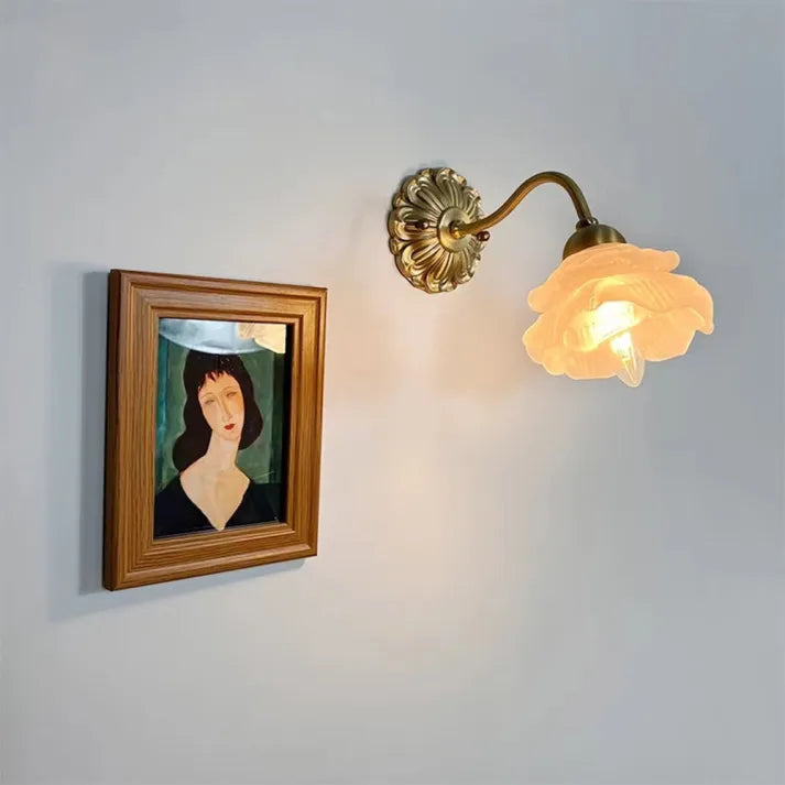 BlossomGlow – Vintage Copper Petal Wall Lamp