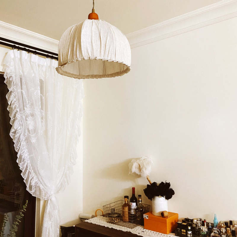 EcoLume - Lampada a sospensione LED scandinava in tessuto beige