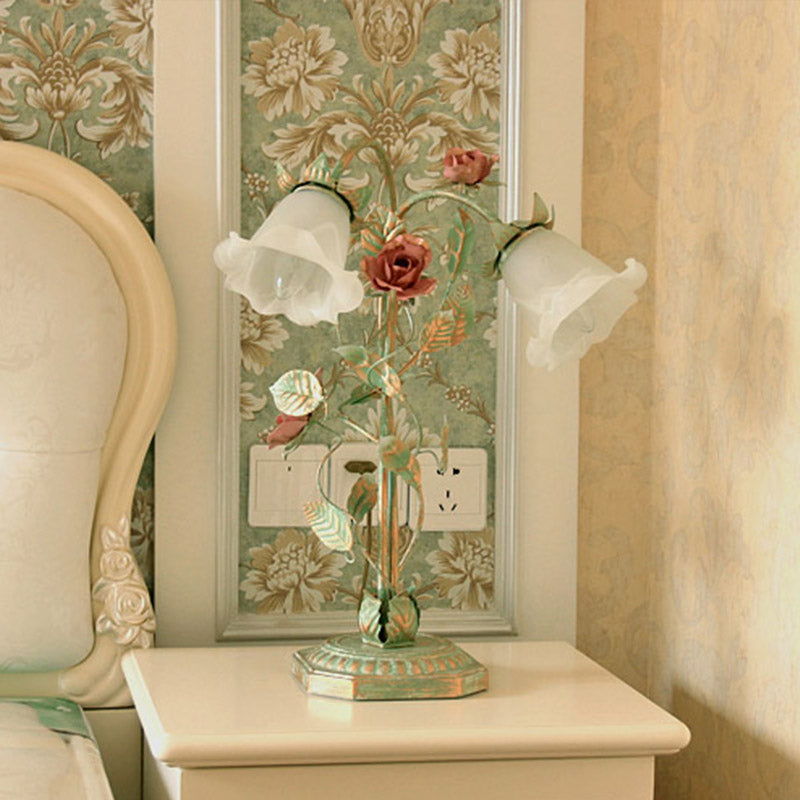 Lampada da tavolo Fiore Verde - Illuminazione per camera da letto Shabby Chic
