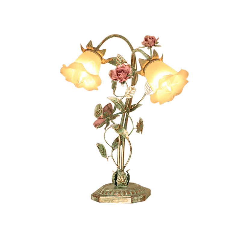 Lampada da tavolo Fiore Verde - Illuminazione per camera da letto Shabby Chic