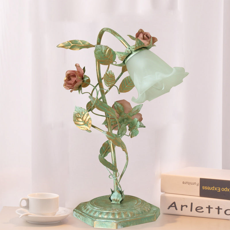 Lampada da tavolo Fiore Verde - Illuminazione per camera da letto Shabby Chic