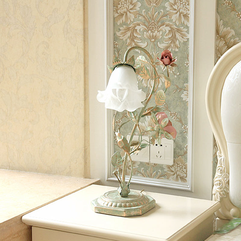 Lampada da tavolo Fiore Verde - Illuminazione per camera da letto Shabby Chic