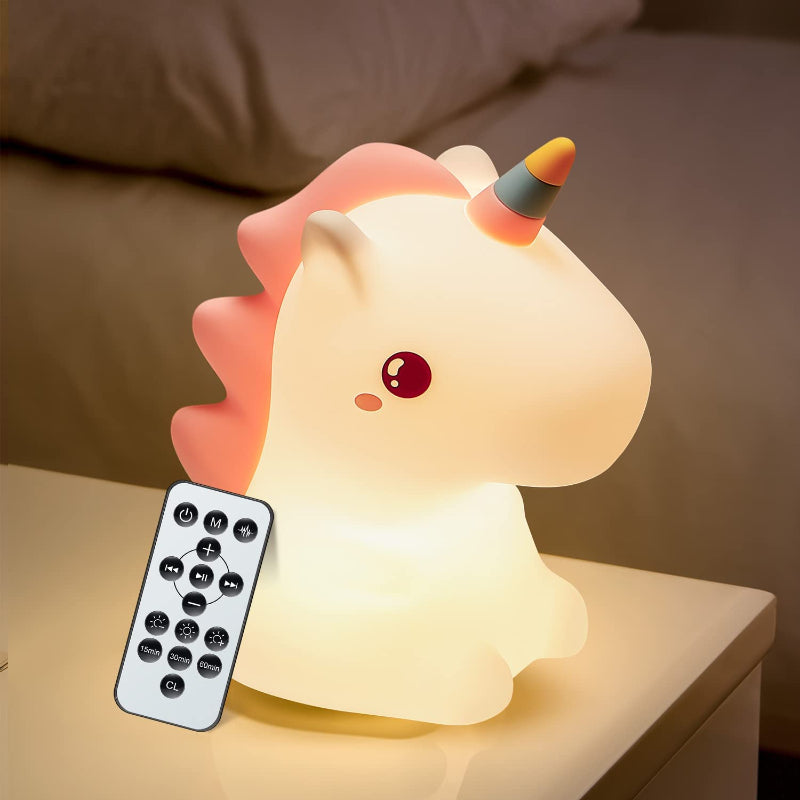 Unicorn Night Light for Children - 16 Colors, White Noise, Rechargeable