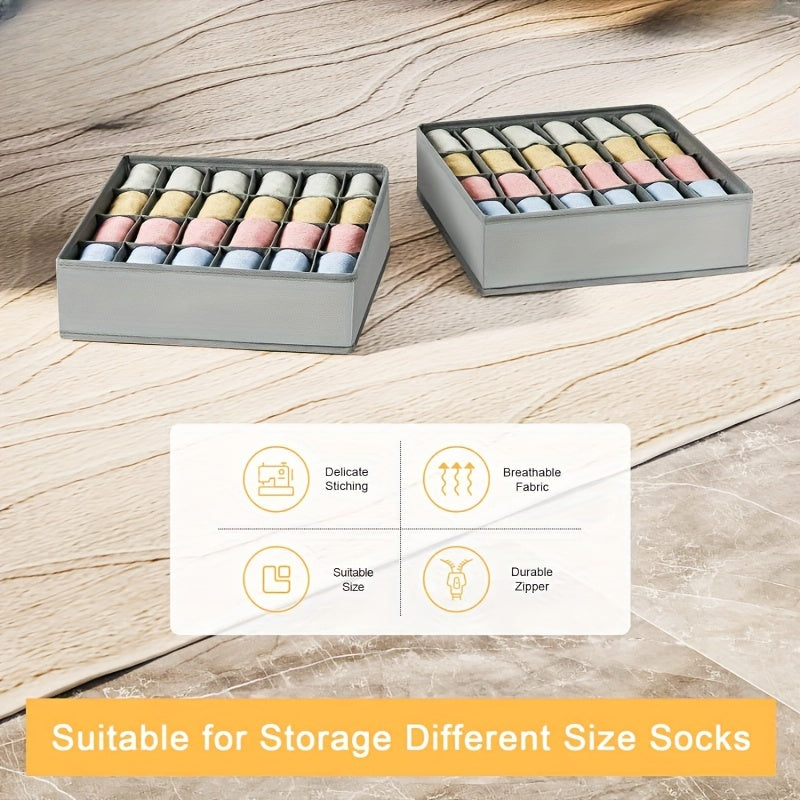 Set da 2 Organizer pieghevole per calze e biancheria intima con 24 scomparti