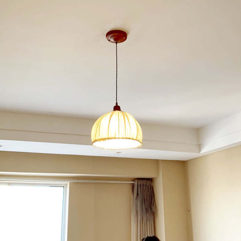 EcoLume - Lampada a sospensione LED scandinava in tessuto beige