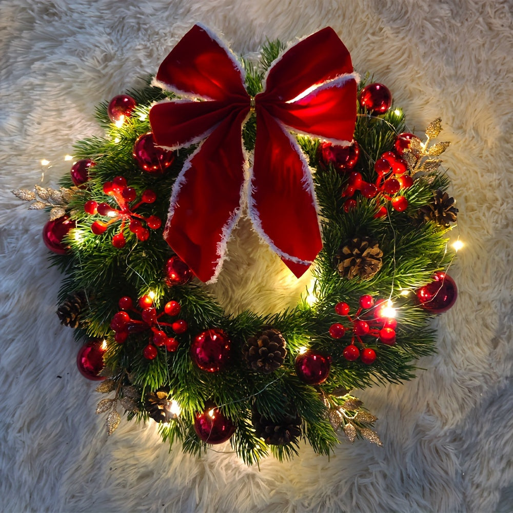 HolidayCharm - Ghirlanda Natalizia Festiva da 44,98 cm per Porta d'Ingresso e Decorazione Murale