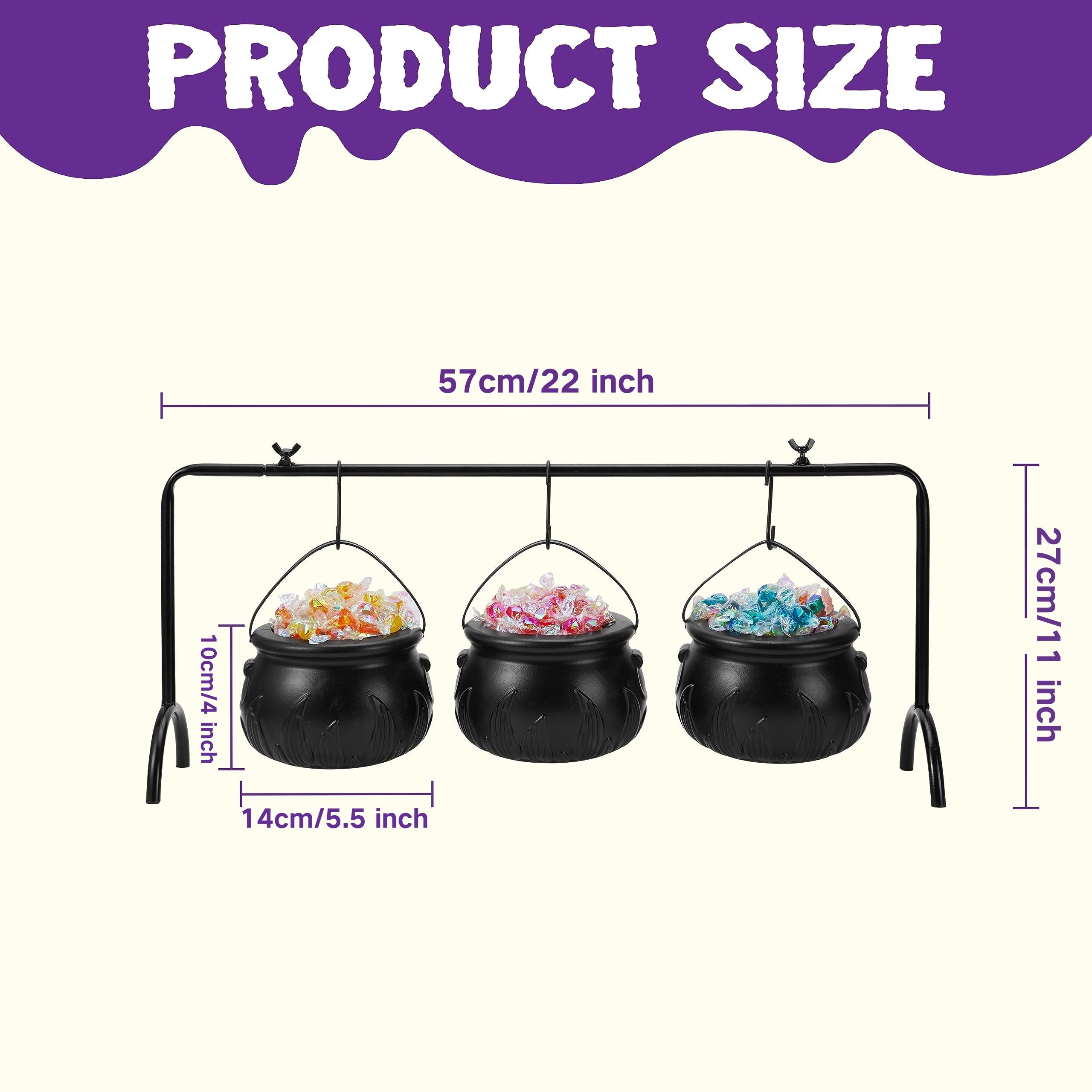 WitchServe Witch Cauldron Set - 3-piece Metal Halloween Decoration Set