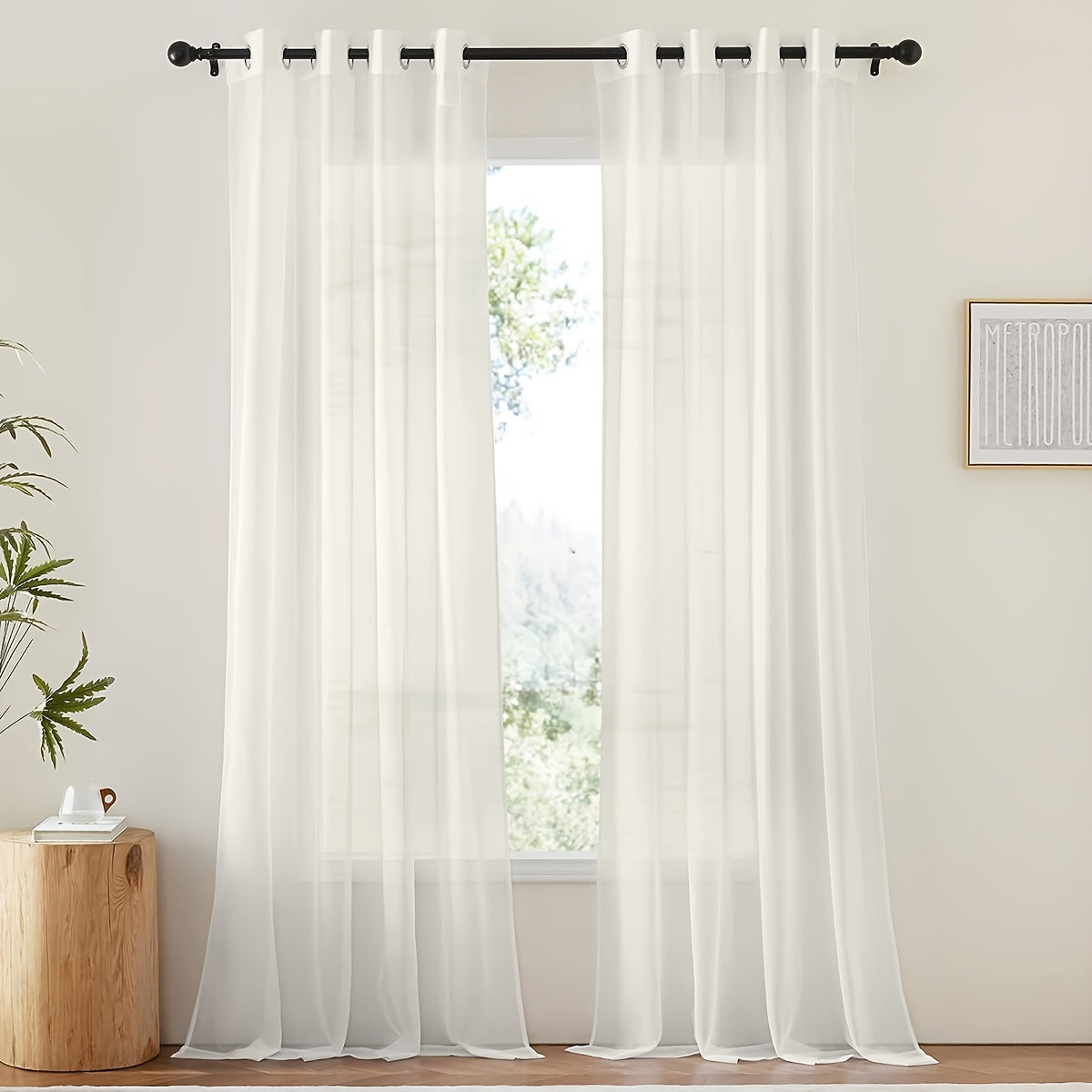 Tende in voile bianco leggero - 2 pezzi con occhielli per soggiorno e camera da letto