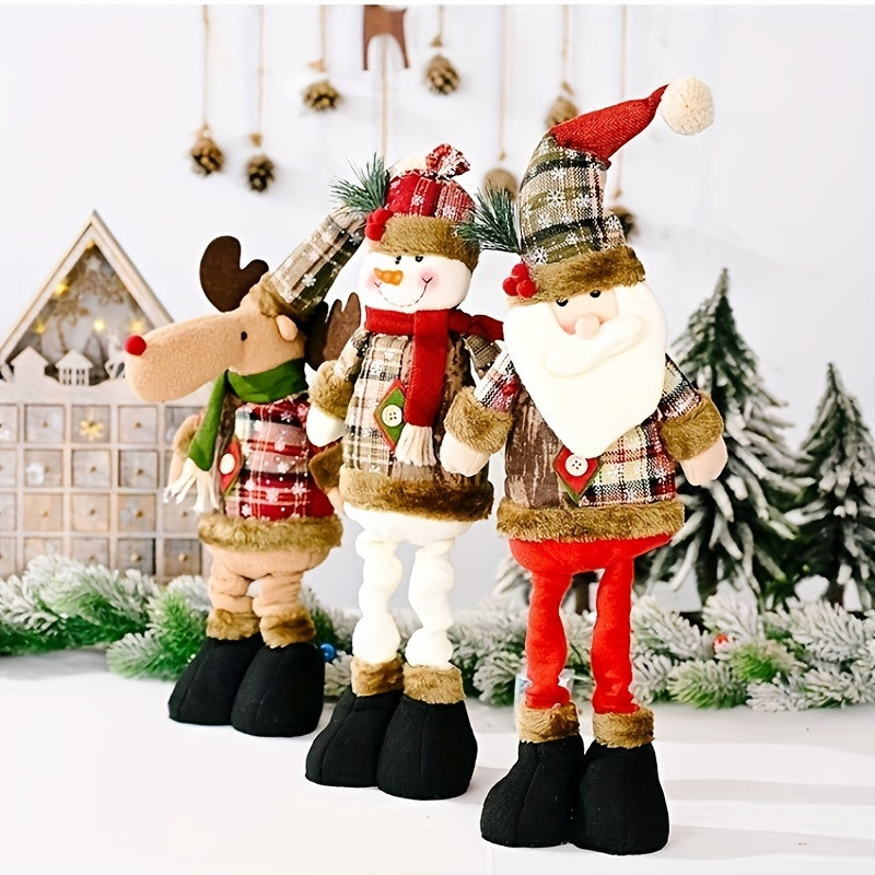 FestiveDecor - 3 Pezzi Decorazioni Natalizie: Babbo Natale, Pupazzo di Neve e Renna Statue