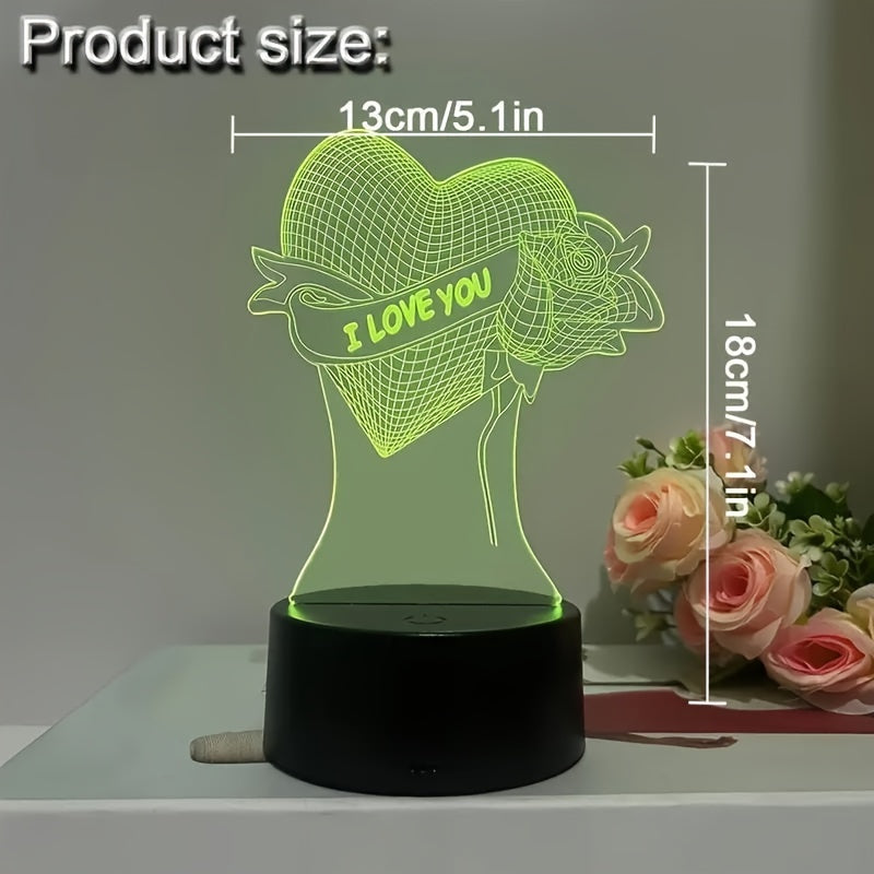HartLicht - Lampada Illusione 3D a LED con Controllo Touch, 7 Colori e Alimentazione USB/Batteria
