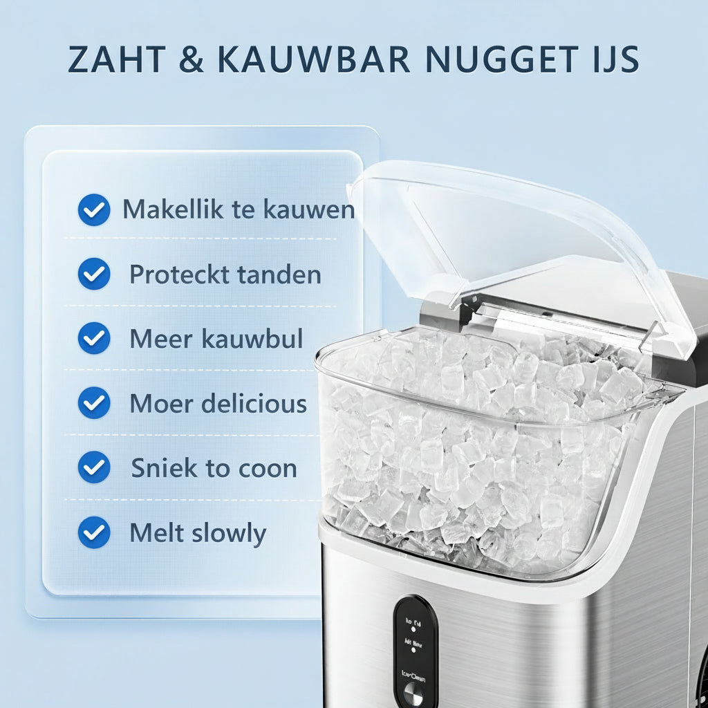 Macchina per Cubetti di Ghiaccio Compatta Design in Acciaio Inox Ghiaccio Nugget Veloce
