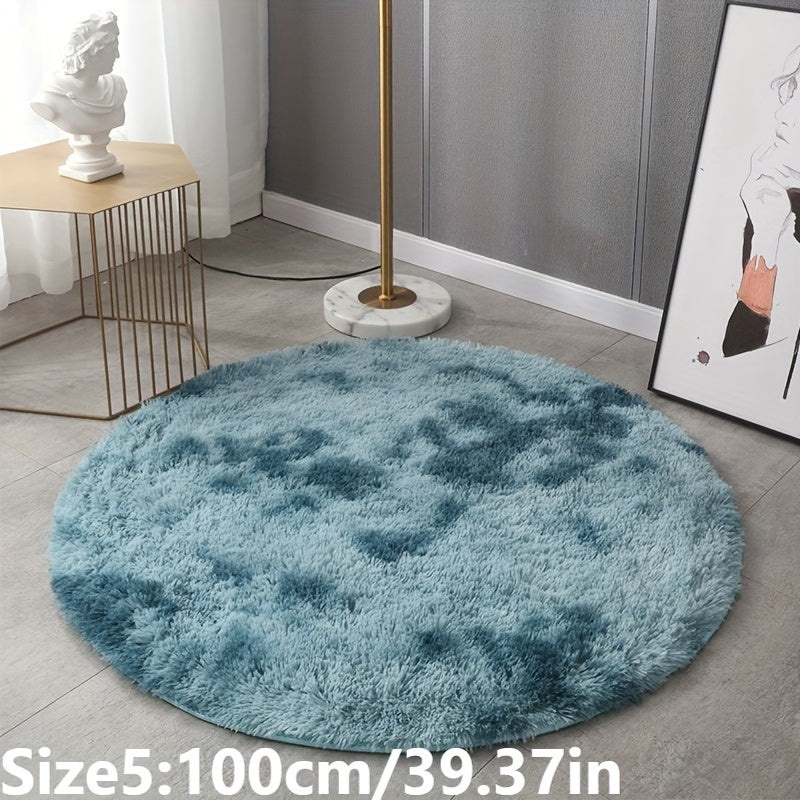 1pc Tappeto Rotondo in Peluche Tie-dye - Morbido e Caldo Tappeto Decorativo per Soggiorno, Camera da Letto e Yoga