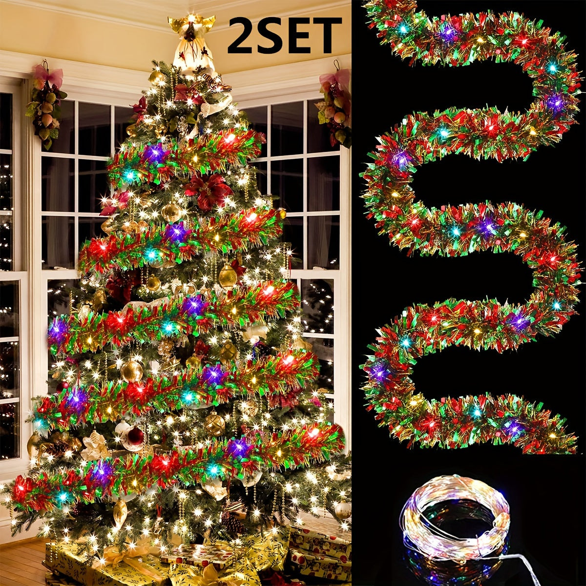 GlowGarland - 2-Pack LED Christmas Garland with 30 Lights