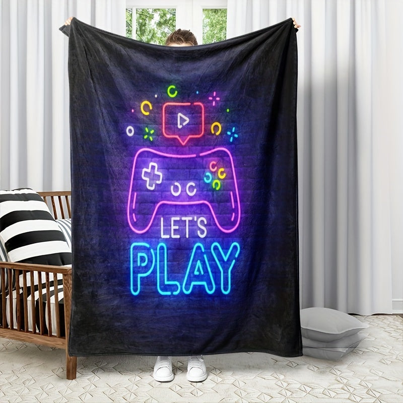 Coperta da Gamer - Coperta Morbida e Calda in Flanella con Design Neon Controller di Gioco - Regalo Perfetto per Ragazzi, Adolescenti e Gamer