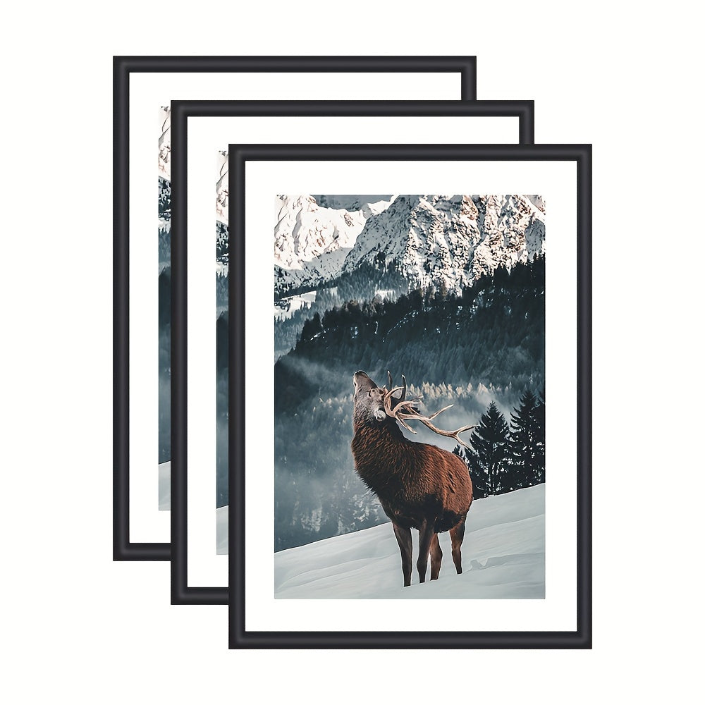 3 piezas Marco de fotos - Marco de fotos para decoración de pared y mesa, para decoración artística, regalos de cumpleaños, espacio residencial y de oficina, Día de la Madre, Año Nuevo, regalo de Pascua, negro, alargado