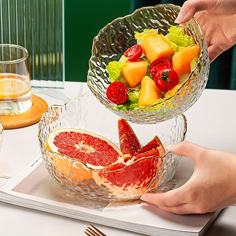 GlasEdge - 3-piece Set Golden Rim Transparent Salad Bowls