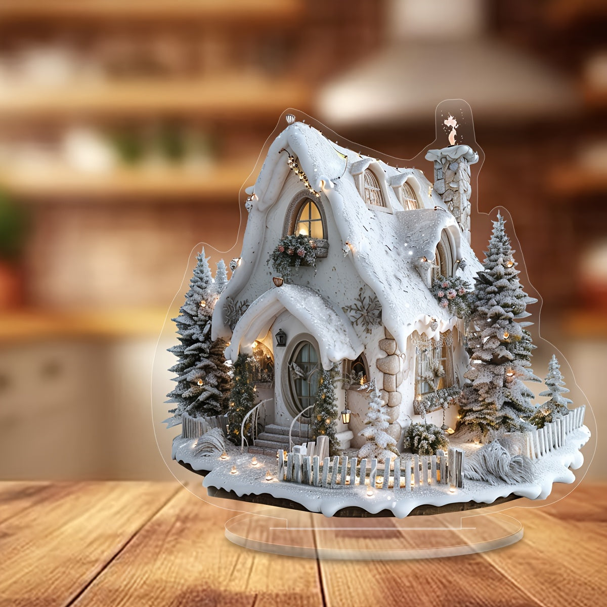 EnchantedVillage - Aldeia de Natal em Acrílico para Decoração de Mesa, Estilo Rústico Chic