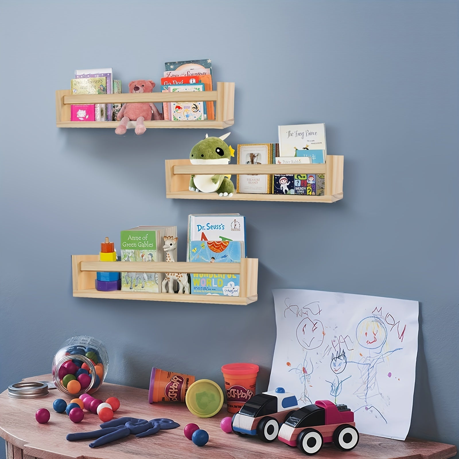 FloatShelf - Floating Wooden Bookshelf for Living Room Decoration