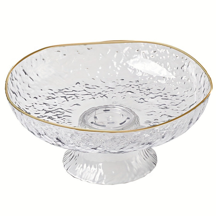 ClearServe Fruit Bowl - Transparent PET Bowl with Drain for Snacks