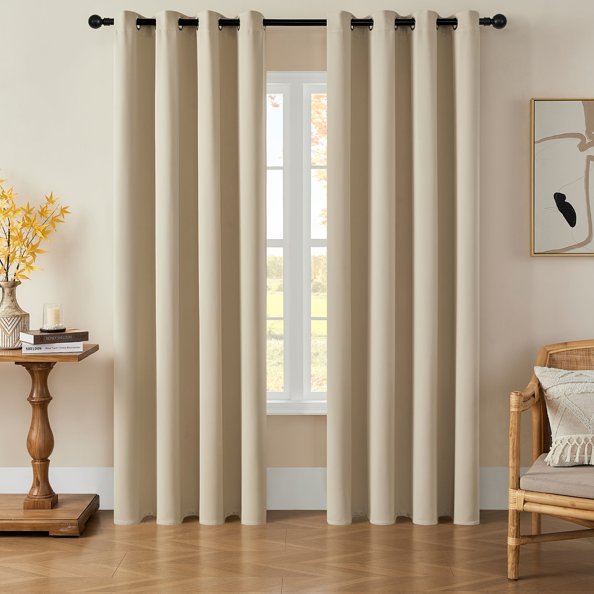 Verduisterende Gordijnen - 2 Stuks Moderne Polyester Gordijnen met Thermische Isolatie en Oogjes