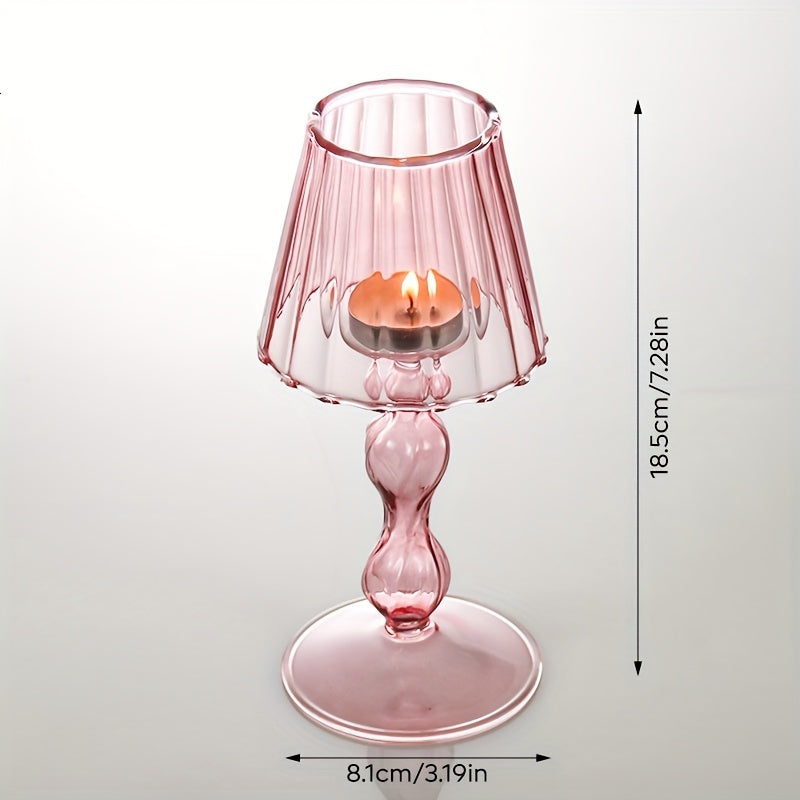 CrystalGlow - Lampada da tavolo decorativa in vetro e portacandele