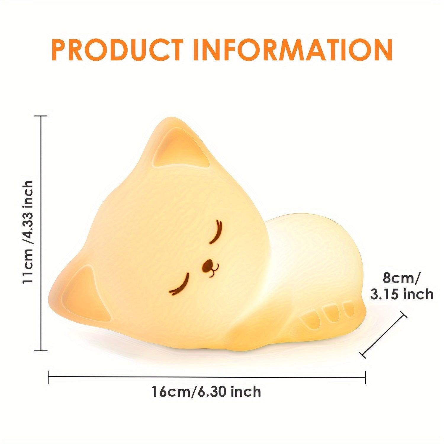 KittyGlow - Cute Cat Night Light with Remote Control and USB Rechargeable Silicone Lamp