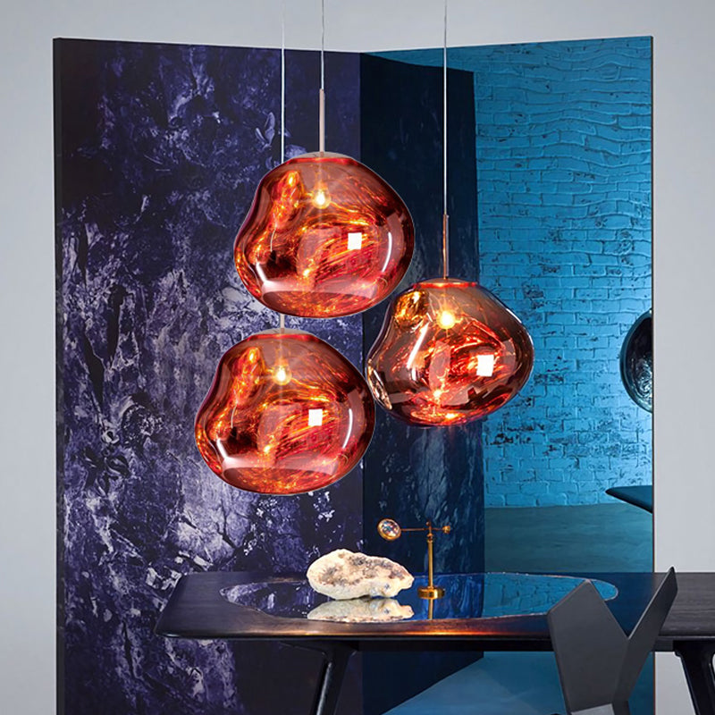 Moderne Hanglamp Zilver/Rood Glas 1 Licht Eetkamer Plafondlamp