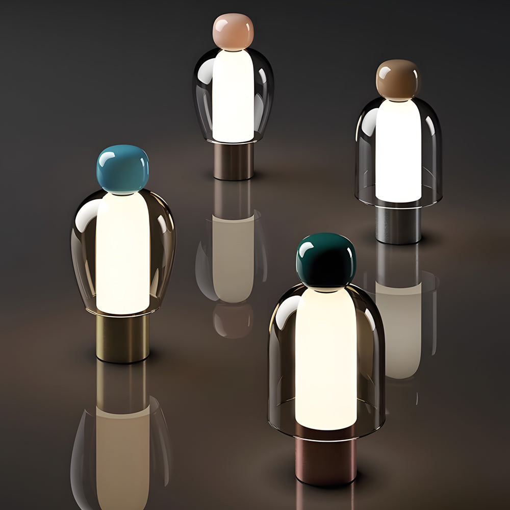 GlowFlow - Lampada da tavolo ricaricabile in vetro con dimmer LED